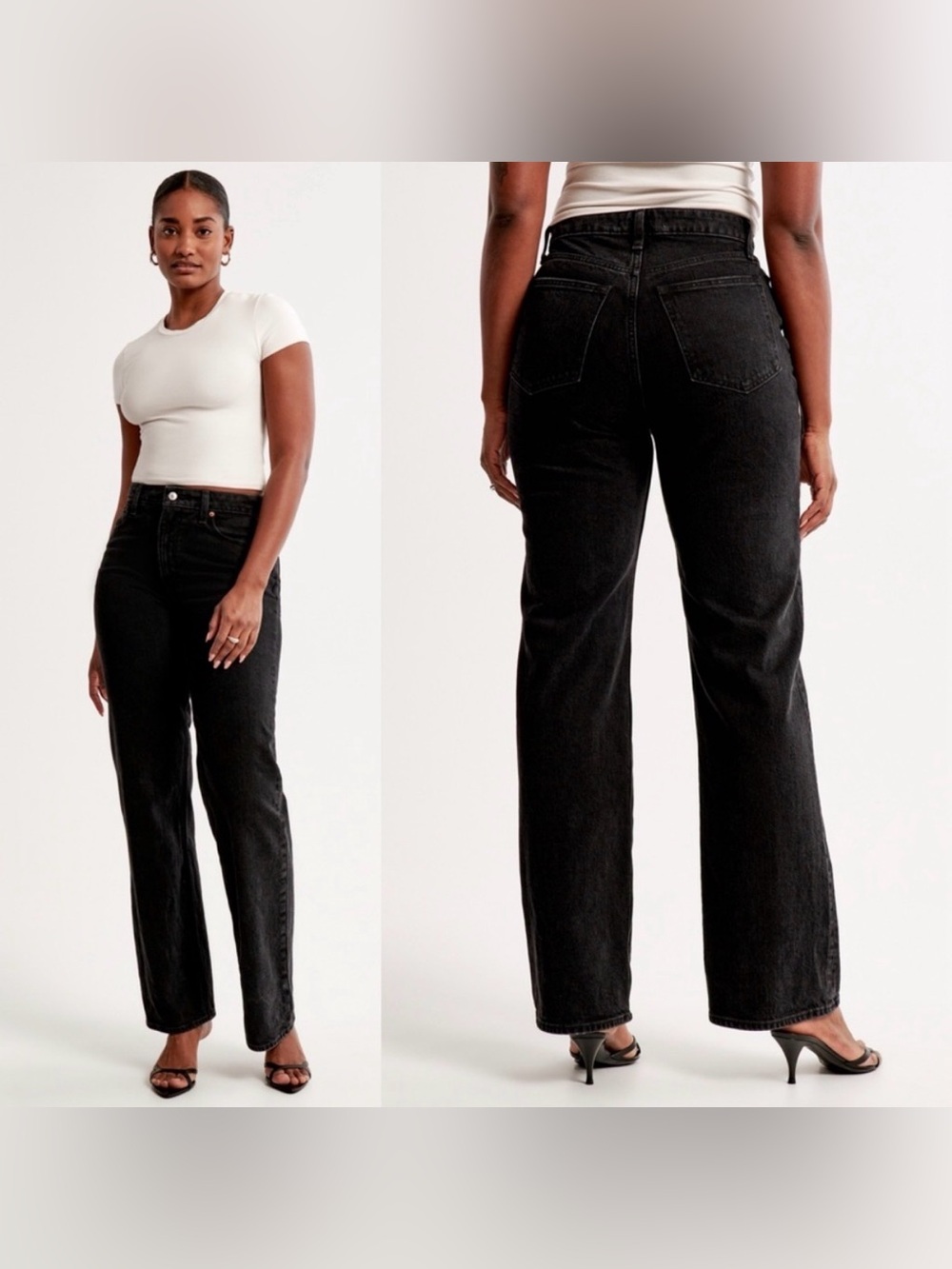 Abercrombie & Fitch Curve Love High Rise 90s Relaxed Jean Black 26